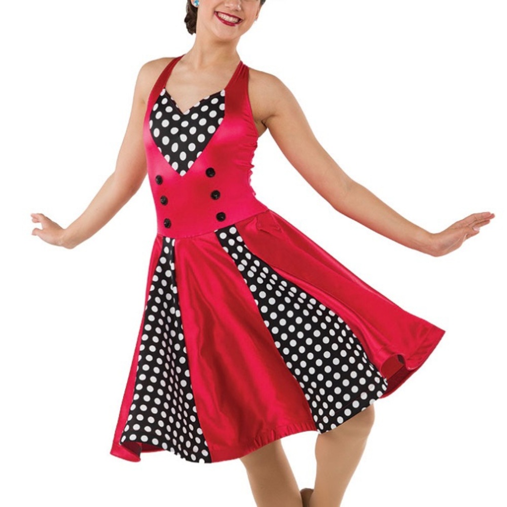A Wish Come True Red, Black & White Polkadot Dance Costume